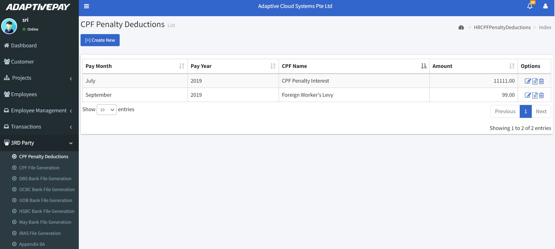 screenshot of Adaptive Pay